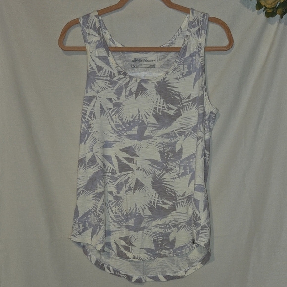 Eddie Bauer Gray Sleeveless Tank Top with Floral Design Womens Medium - Picture 1 of 6
